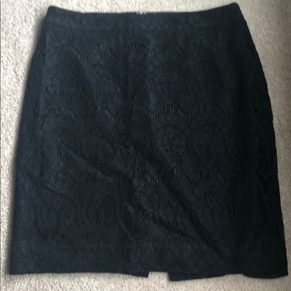 J crew black lace pencil skirt